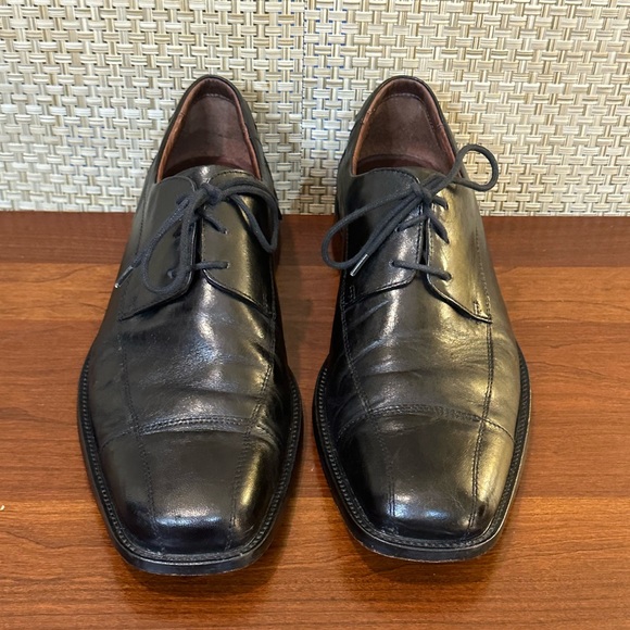 🌟HP🌟Johnston & Murphy Black Leather Bike Toe Tabor Runoff Lace-Up Oxfords 10 - Picture 4 of 10